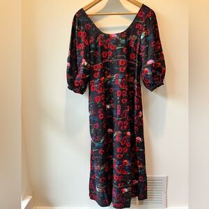 Rachel Comey x Target Collab Black Floral Midi Dress with Floral Print - Size 2